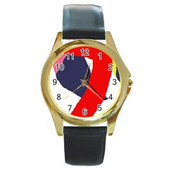 Beautiful Abstraction Round Gold Metal Watch by Valentinaart