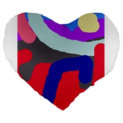 Crazy Abstraction Large 19  Premium Flano Heart Shape Cushions by Valentinaart