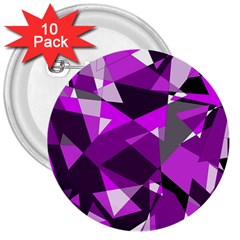 Purple Broken Glass 3  Buttons (10 Pack)  by Valentinaart