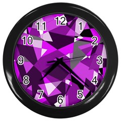 Purple Broken Glass Wall Clocks (black) by Valentinaart