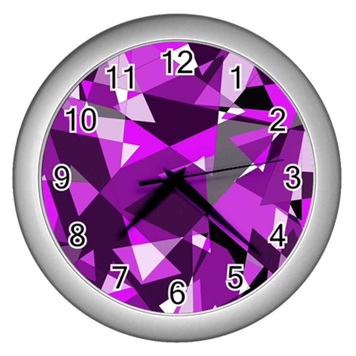 Purple broken glass Wall Clocks (Silver) 