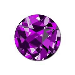 Purple Broken Glass Rubber Coaster (round)  by Valentinaart