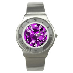 Purple Broken Glass Stainless Steel Watch by Valentinaart