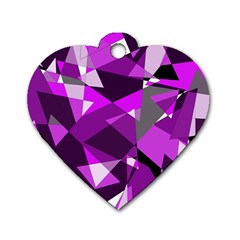 Purple Broken Glass Dog Tag Heart (one Side) by Valentinaart