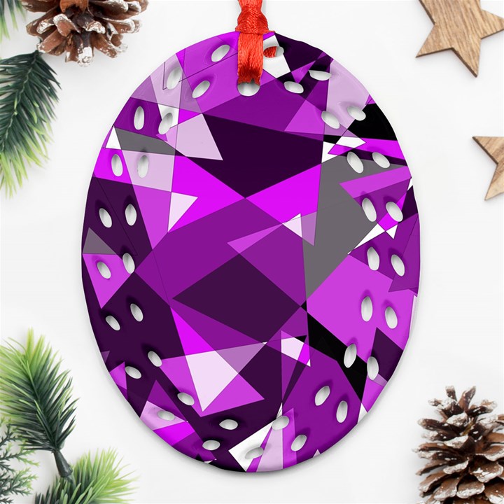 Purple broken glass Oval Filigree Ornament (2-Side) 