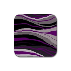 Purple And Gray Decorative Design Rubber Coaster (square) 