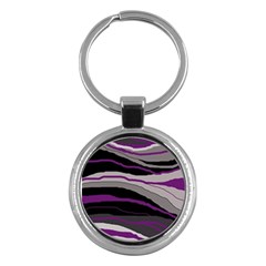 Purple And Gray Decorative Design Key Chains (round)  by Valentinaart