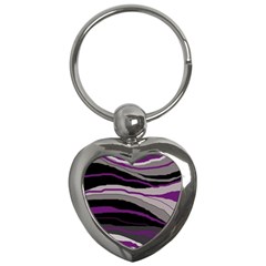 Purple And Gray Decorative Design Key Chains (heart)  by Valentinaart