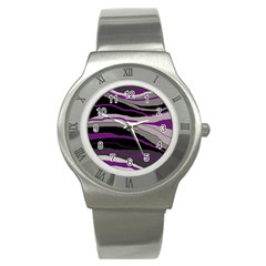 Purple And Gray Decorative Design Stainless Steel Watch by Valentinaart