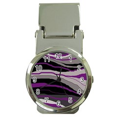 Purple And Gray Decorative Design Money Clip Watches by Valentinaart