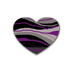 Purple And Gray Decorative Design Heart Coaster (4 Pack)  by Valentinaart