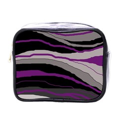 Purple And Gray Decorative Design Mini Toiletries Bags by Valentinaart