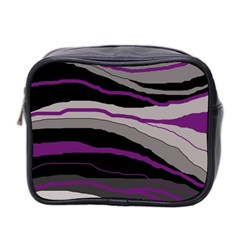 Purple And Gray Decorative Design Mini Toiletries Bag 2-side by Valentinaart