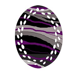 Purple And Gray Decorative Design Ornament (oval Filigree)  by Valentinaart