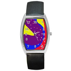 Optimistic Abstraction Barrel Style Metal Watch by Valentinaart