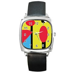 Abstract Landscape Square Metal Watch