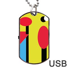 Abstract Landscape Dog Tag Usb Flash (one Side) by Valentinaart