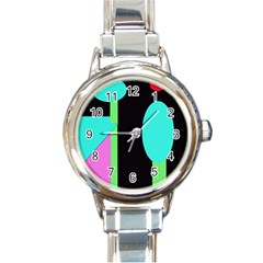 Abstract Landscape Round Italian Charm Watch by Valentinaart