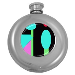 Abstract Landscape Round Hip Flask (5 Oz) by Valentinaart