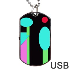 Abstract Landscape Dog Tag Usb Flash (one Side) by Valentinaart