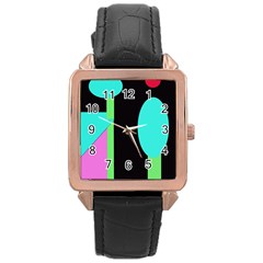 Abstract Landscape Rose Gold Leather Watch  by Valentinaart