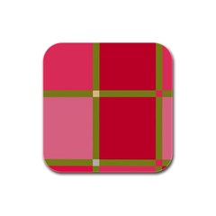 Red And Green Rubber Square Coaster (4 Pack)  by Valentinaart