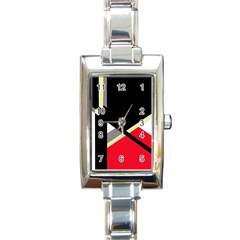 Red And Black Abstraction Rectangle Italian Charm Watch by Valentinaart