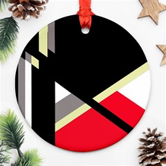 Red And Black Abstraction Ornament (round)  by Valentinaart