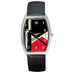 Red And Black Abstraction Barrel Style Metal Watch by Valentinaart