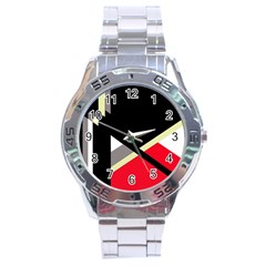 Red And Black Abstraction Stainless Steel Analogue Watch by Valentinaart