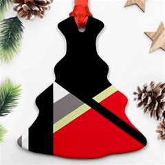 Red And Black Abstraction Christmas Tree Ornament (2 Sides) by Valentinaart