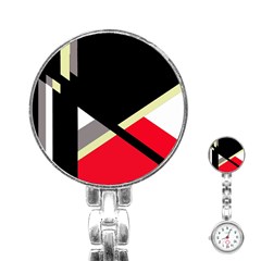 Red And Black Abstraction Stainless Steel Nurses Watch by Valentinaart