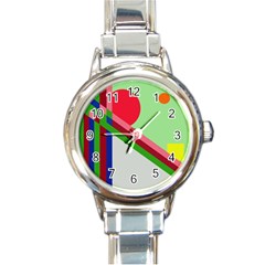 Decorative Abstraction Round Italian Charm Watch by Valentinaart