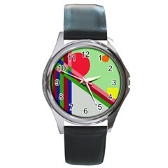 Decorative Abstraction Round Metal Watch by Valentinaart