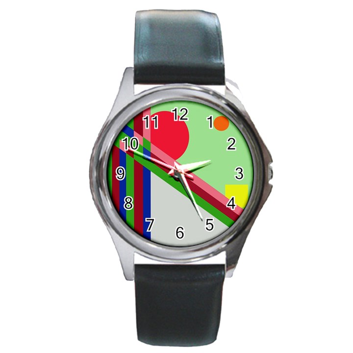 Decorative abstraction Round Metal Watch