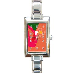 Orange Abstraction Rectangle Italian Charm Watch by Valentinaart