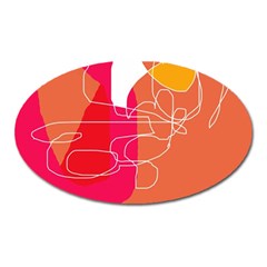 Orange Abstraction Oval Magnet by Valentinaart