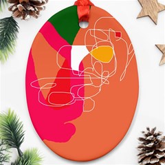 Orange Abstraction Oval Ornament (two Sides) by Valentinaart