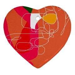 Orange Abstraction Heart Ornament (2 Sides) by Valentinaart