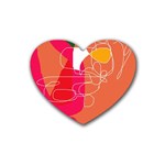 Orange abstraction Rubber Coaster (Heart)  Front