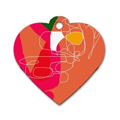 Orange Abstraction Dog Tag Heart (two Sides) by Valentinaart