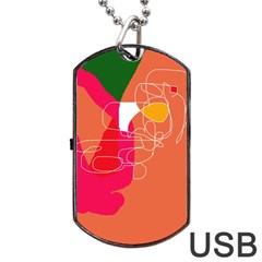 Orange Abstraction Dog Tag Usb Flash (one Side) by Valentinaart