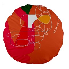 Orange Abstraction Large 18  Premium Round Cushions by Valentinaart