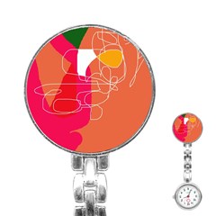 Orange Abstraction Stainless Steel Nurses Watch by Valentinaart