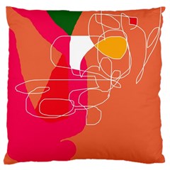 Orange Abstraction Large Flano Cushion Case (one Side) by Valentinaart