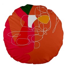 Orange Abstraction Large 18  Premium Flano Round Cushions by Valentinaart