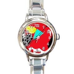 Colorful Abstraction Round Italian Charm Watch by Valentinaart