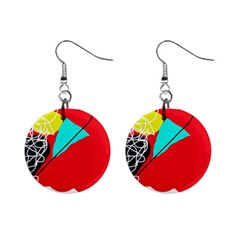 Colorful Abstraction Mini Button Earrings by Valentinaart