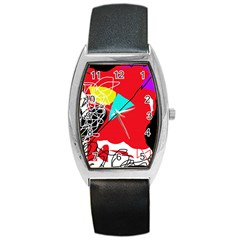 Colorful Abstraction Barrel Style Metal Watch by Valentinaart