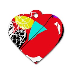 Colorful Abstraction Dog Tag Heart (one Side) by Valentinaart